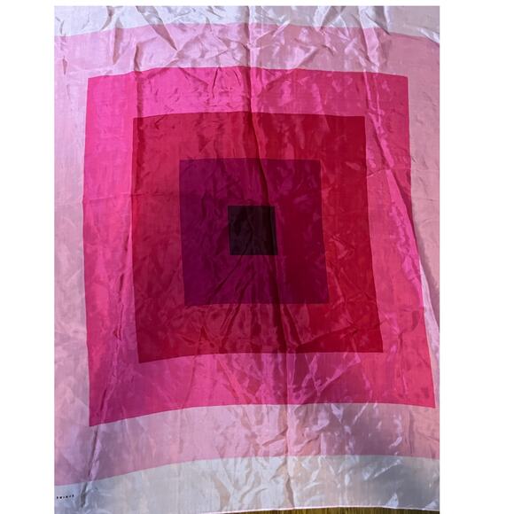 Elaine Gold Pink Square Scarf bold geometric pattern nested squares 80 cm - Picture 5 of 6